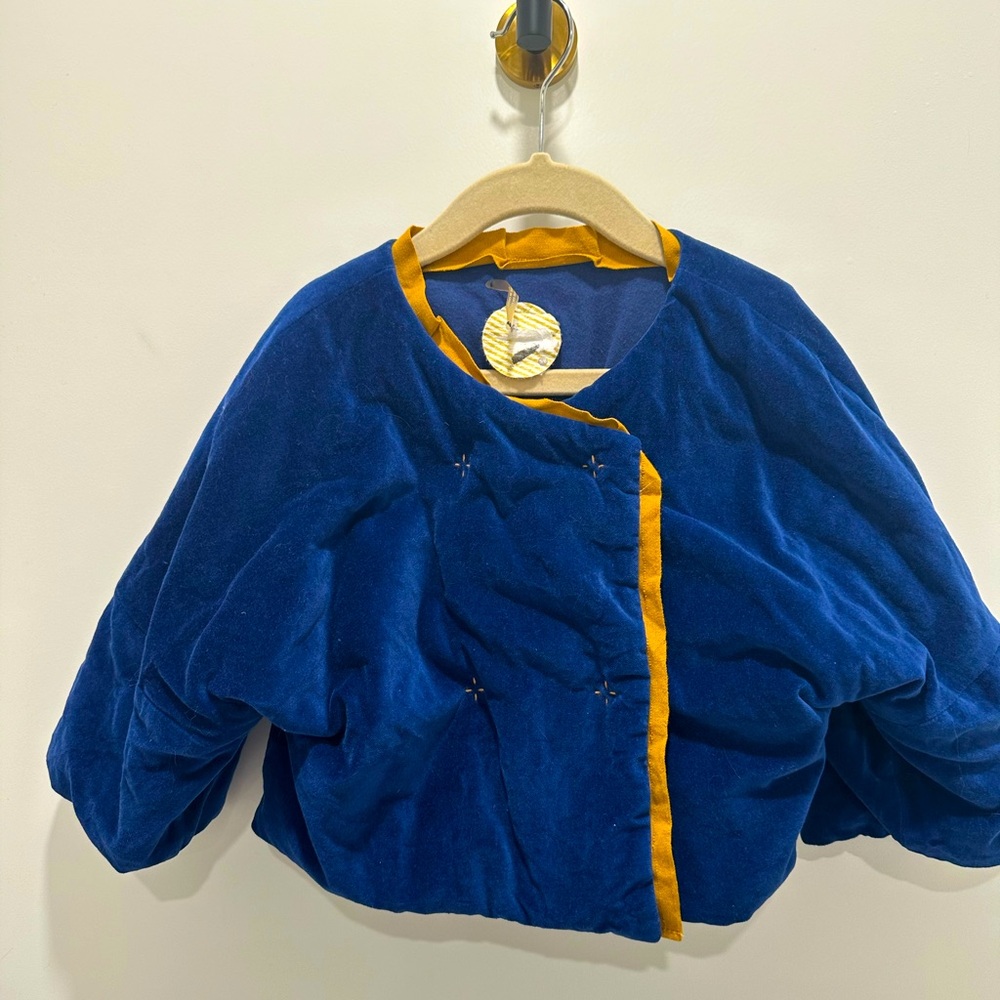 KicoKids for Anthropology Blue Velvet Jacket Size 5-6. In very good condition.